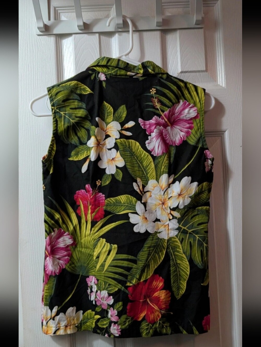 Vintage Hawaiian Reserve Tropical Floral Sleeveless Button Front 100% Cotton - Picture 5 of 6